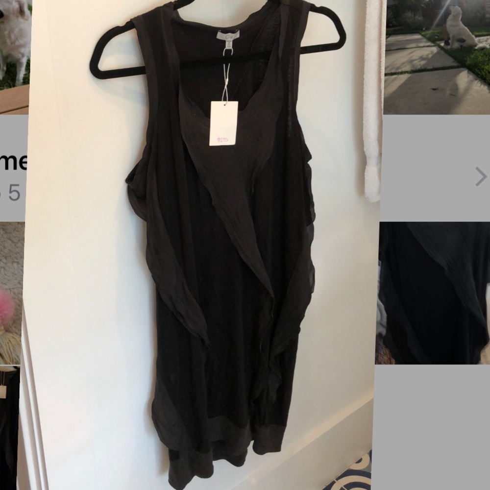 NWT Clu black ruffle tank dress